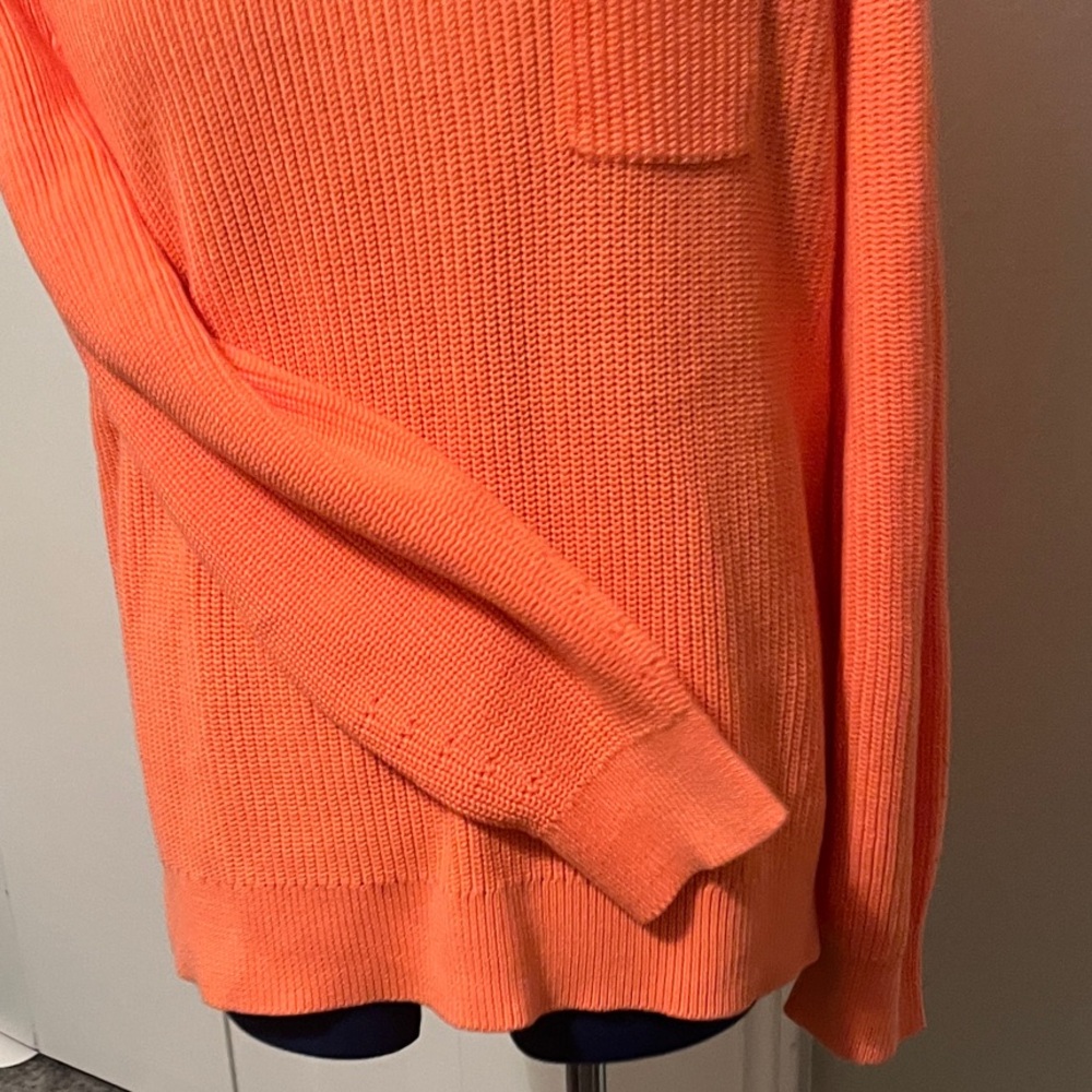 Talbots Vibrant Orange 100% Pima Cotton Crew Neck Knit Sweater | Size XL - Picture 6 of 13